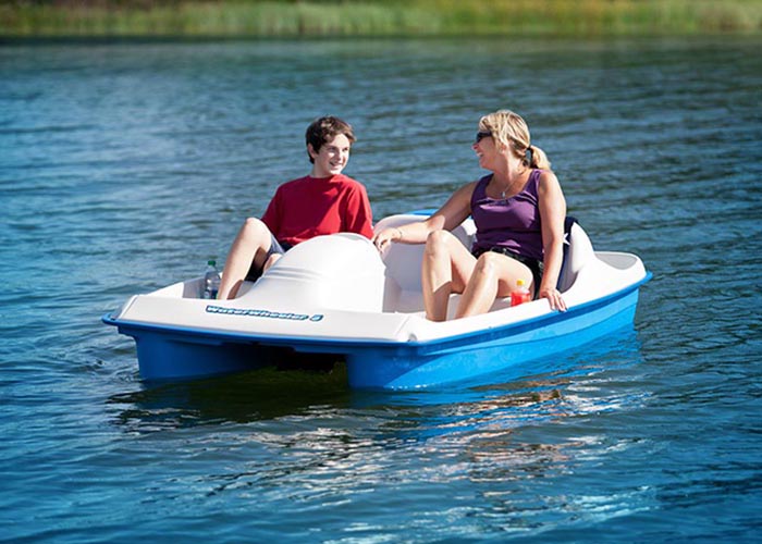 Water Wheeler WWLELBL04 Electric Pedal Boat with Canopy 5 Person.